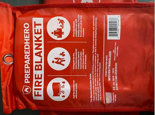 Prepared Hero Emergency Fire Blanket - 12 Pack - Fire Suppression Blanket for Kitchen, 40??x 40??Fiberglass Fire Blanket for Home