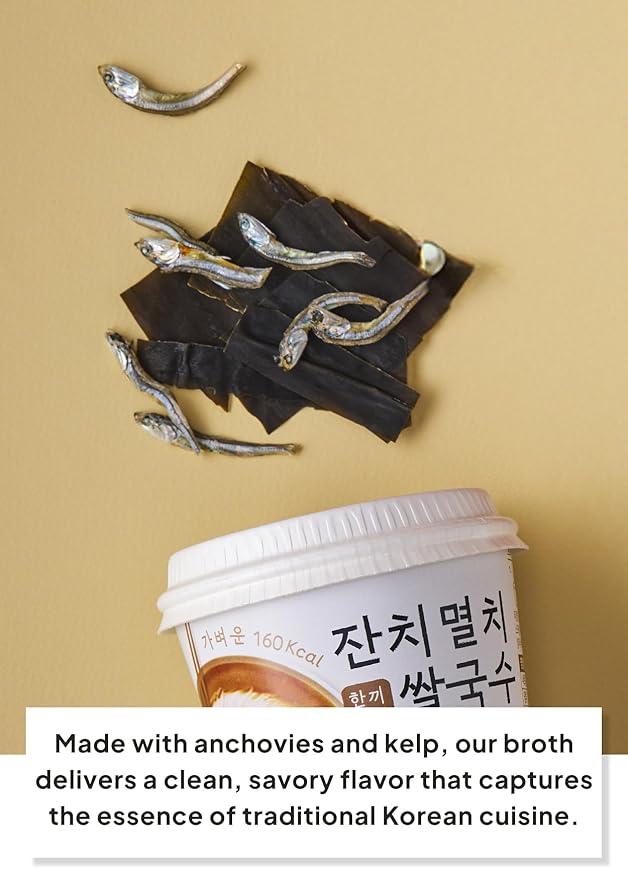KFOOD Korean Food NATUREVIL Authentic Anchovy Seafood Cup Rice Noodle Instant Noodle Bowls, Anchovy Flavor Broth with Rice Noodles, Gluten-free, NON-GMO, No artifical additives 1.69oz (6 Pack, 10.16oz)