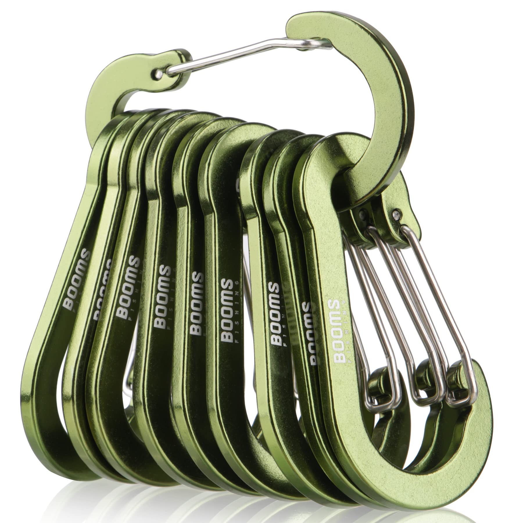 Booms Fishing CC5 Multi-Use Carabiner Clips, 10 Pack 2.7" Small Caribeener Clips, Mini Keychain