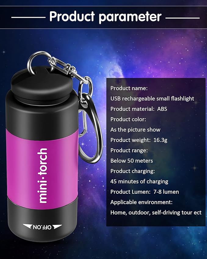 Mudder 12 Pieces Mini Keychain Flashlight Rechargeable Operation Christmas Bulk Plastic Small Torch Flashlight Handheld LED USB Rechargeable Waterproof for Camping Hiking Favor(White Light)