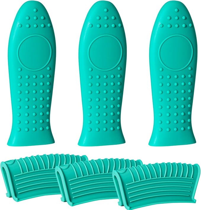 Joyhalo Joyhalo Cast Iron Skillet Handle Cover, 6 Pack Pot Handle Covers Heat Resistant, Cast Iron Pan Handle Covers, Silicone Pot Handle Sleeve Covers, Silicone Handle for Cast Iron Skillet, Aqua