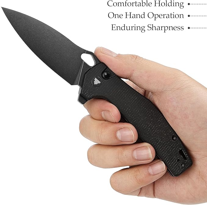 Pocket EDC Knife for Men, Camping Folding Knife with Clipï¼?3.16" Sandvik14C28N Steel Blade，Micarta Handle，Corvus-04B