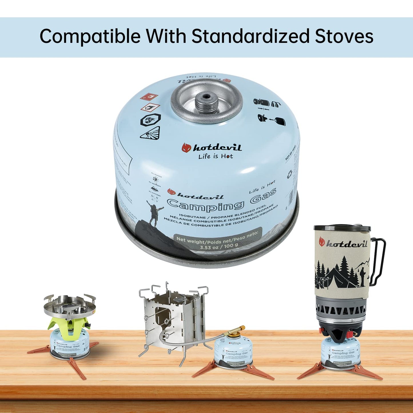 Hotdevil Camping Stove Fuel Butane Propane Blend Isobutane Fuel Canister Camping Fuel Gas Canister