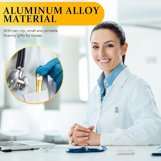 24 Pack Mini Pen Flashlights Bulk LED Pen Lights Aluminum Pocket Flashlights with Clips Small Handheld Torches Gifts for Camping Hiking Emergency Outdoor (Black,Silver,Yellow)