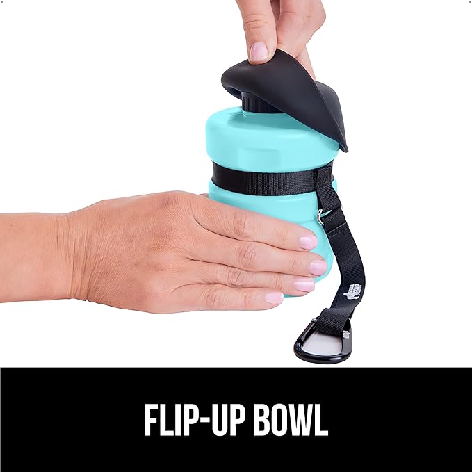 GORILLA GRIP Dog Water Bottle, Portable Water Bowl Dispenser for Dogs, 16 oz Leak Proof Pet Travel Squeeze Bottles, Food Grade Silicone, Puppy Essentials, Hiking Camping Trip Accessories, Turquoise