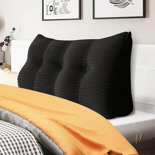 8 lbs Thickened Wedge Pillow Headboard Body Positioner Triangular Reading Pillow Bed Bolster Pillow for Sitting Up in Bed with Removable Cover, Backrest Corduroy Twin