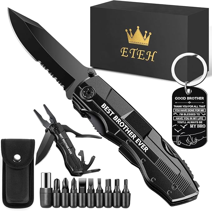 Gifts for Brother from Sister Friends,Birthday Christmas Brother Gifts,Multitool Knife "BEST BROTHER EVER",Multi tool for Climbing,Camping,Cycling,Hiking