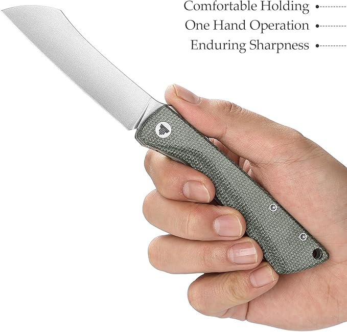 Higonokami Folding Pocket Knife for Menï¼?.3" 14C28N Stonewash Camping EDC Knives with Clip Micarta Handle，Norma-04G