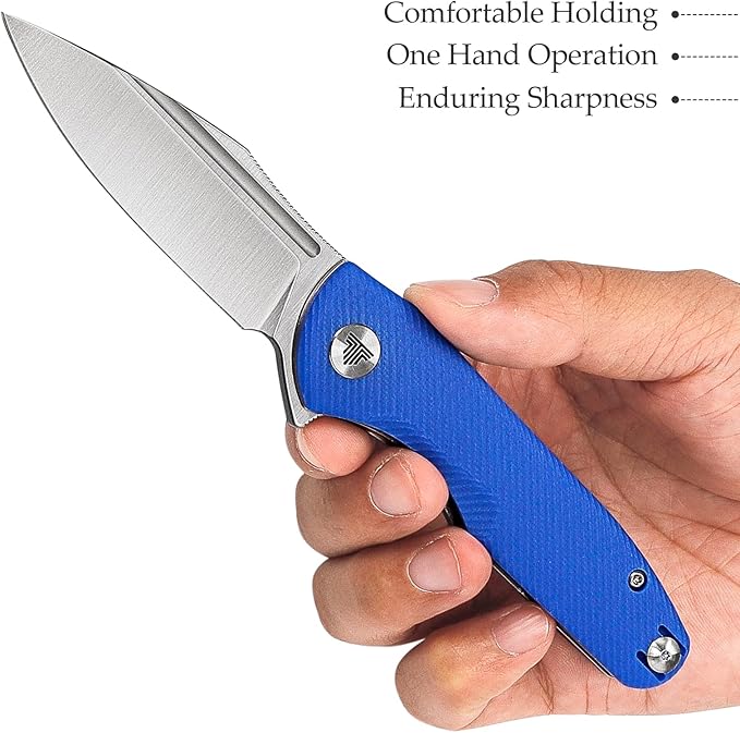 Flipper Knives，Pocke EDC Knife with Clip，Folding Knife for Menï¼?.26" 14C28N Steel Blade（Satin），G10 Scales for Outdoor Camping Tool - Antliae-03LG