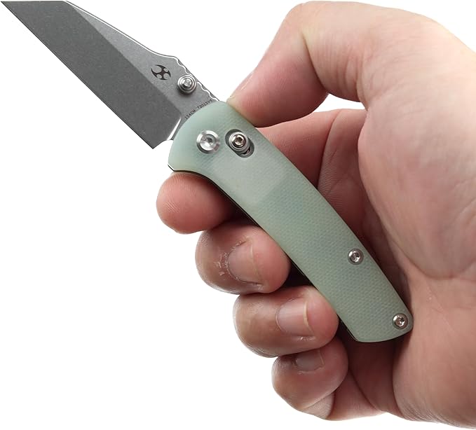KANSEPT Little Main Street Pocket Folding Knives EDC Axis Lock Camping Knife 2.26'' Stonewashed 154CM Blade Knife with Jade G10 Handle for Men Women Everyday Carry T2015V5