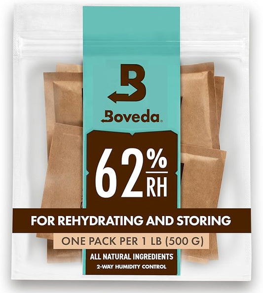 Boveda 62% Two-Way Humidity Control Packs For Storing 1 lb – Size 67 – 4 Pack – Moisture Absorbers for Storage Containers – Humidifier Packs – Hydration Packets in Resealable Bag