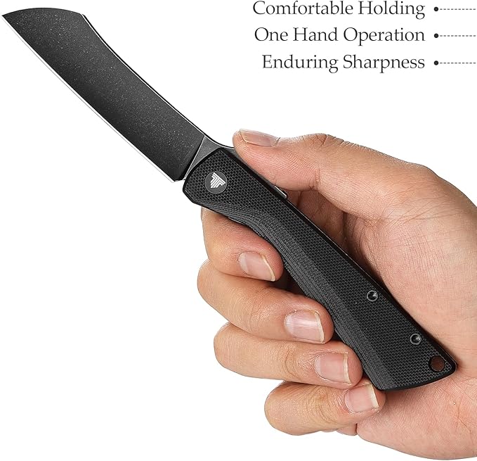 Higonokami Folding Pocket Knife for Menï¼?.3" 14C28N PVD Blackwash Camping EDC Knives with Clipï¼?G10 Handle，Norma-03B