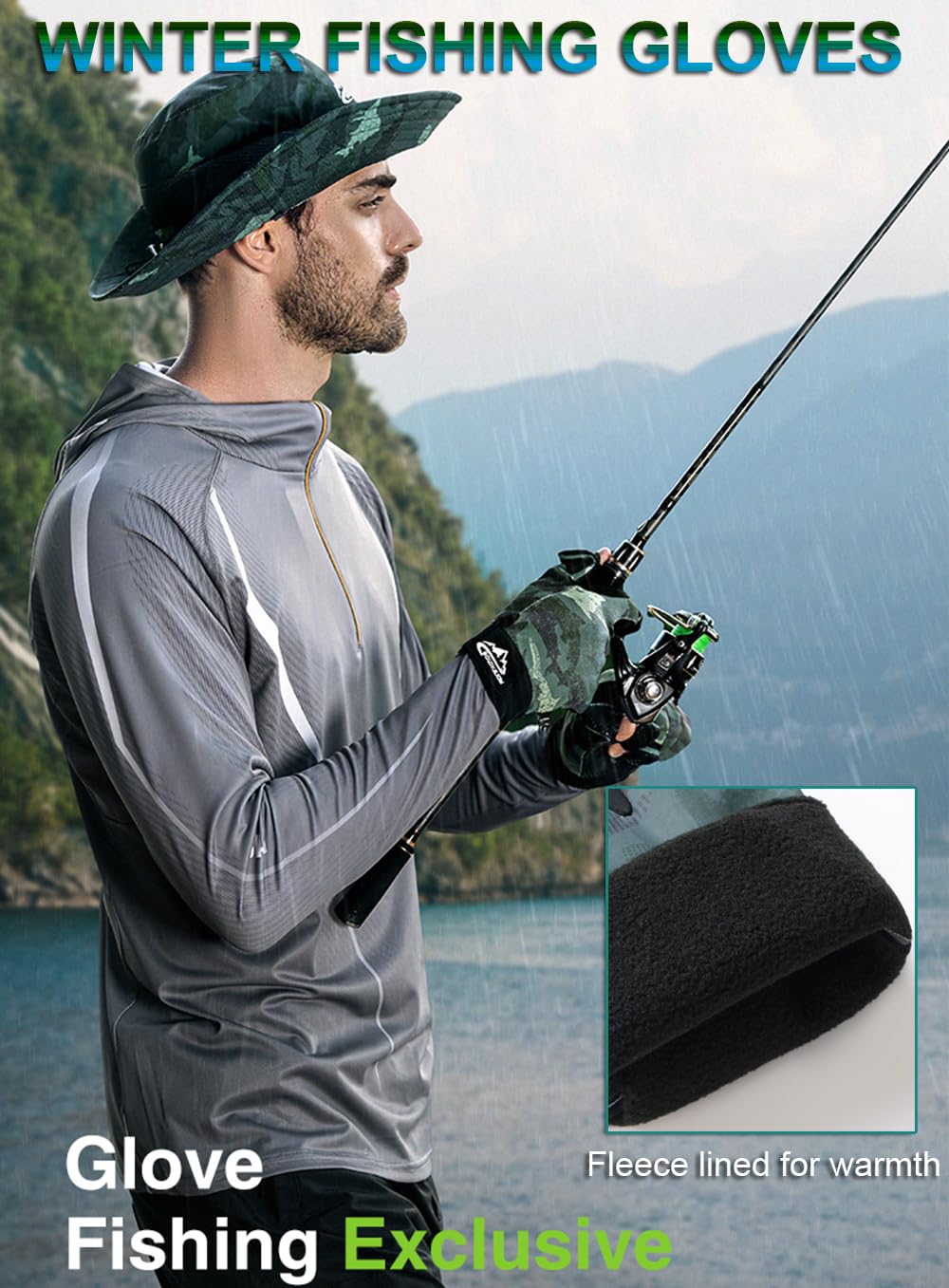 SUJAYU Fishing Gloves for Men & Women, Ice Fishing Hunting Gloves Cold Weather, Kayak Fly Fishing