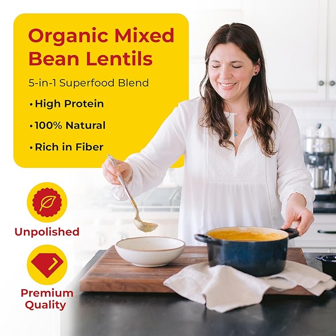 Darsa Organics Mixed Lentils (Panchratna Dal) 2lb | USDA Organic, Non-GMO, Kosher | Superfood Rich in Protein & Fiber | Great for Soup Mix, Stews, & Curries