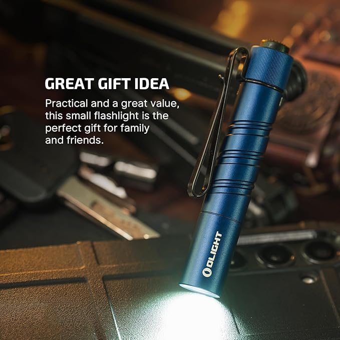 OLIGHT I3T 2 EOS Pocket EDC Flashlight, 200 Lumens Compact Bright Handheld Flash Lights, Dual-Output Tail Switch with AAA Battery and Two-Way Pocket Clip for Camping and Hiking (Midnight Blue)