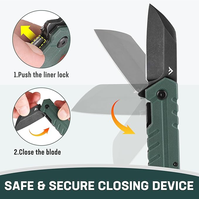 FLISSA Folding Knife, 4" Small Pocket Knife with Bottle Opener and Slotted Screwdriver, Dual Craftsman Handle, EDC Pocket Knife for Hunting, Survival, Camping and Outdoor Activities