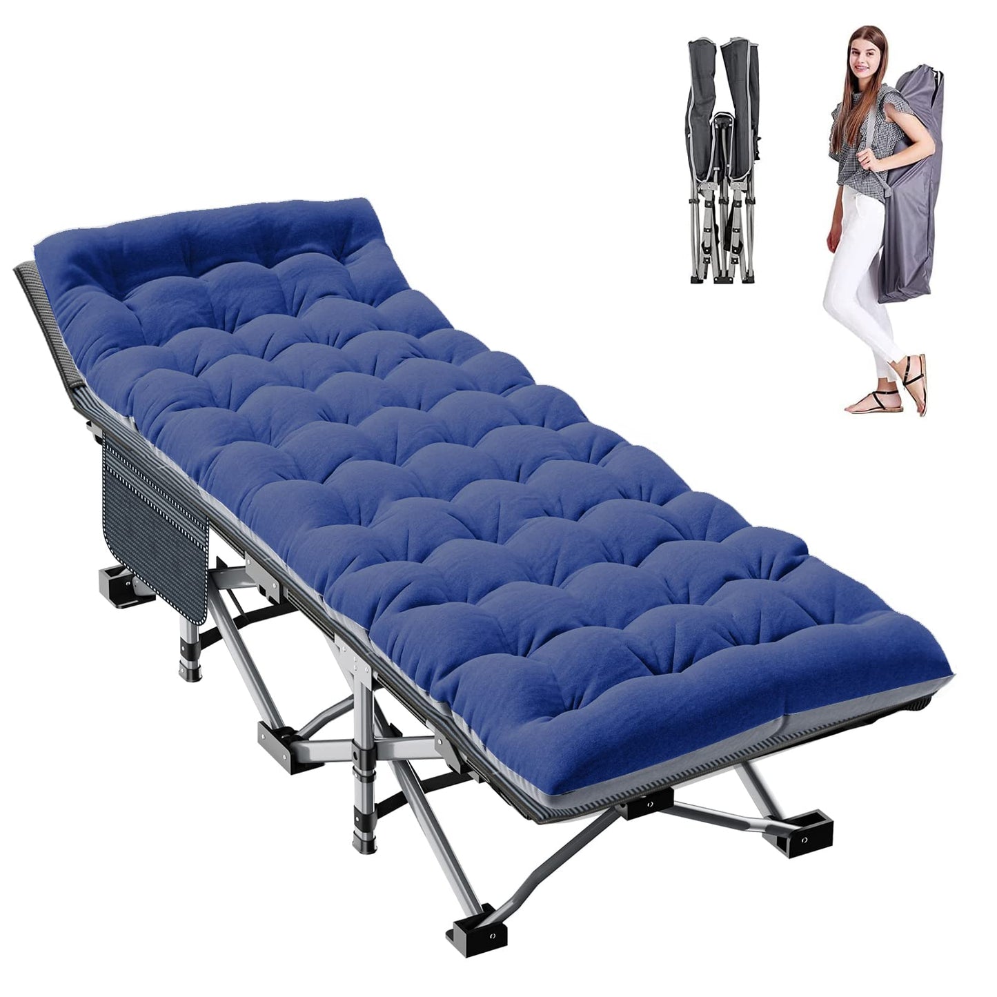 ABORON Camping Cot for Adults, 28 in Wide Folding Bed with Mattress