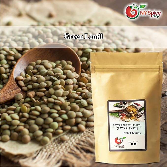 NY SPICE SHOP Eston Green Lentils ??1.5 lbs. (Pound) Green Lentils ??Dry Du Puy Style Lentils & Peas - All-Natural Plant-Based Protein for Soups, Salads, & Stews