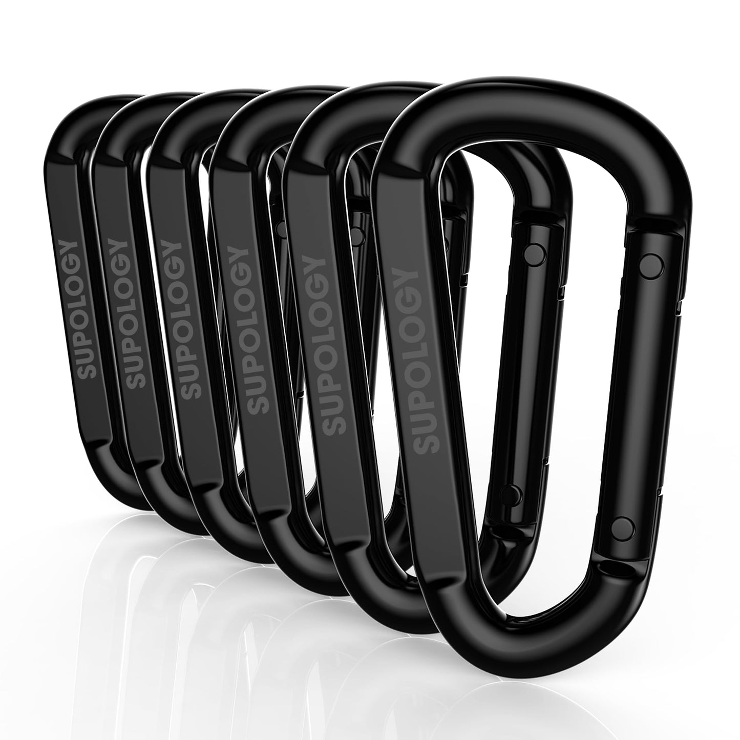 Heavy Duty Carabiner Clip, Steel Carabiners 1100lbs 3" D Shaped Spring Hook Small Clips for