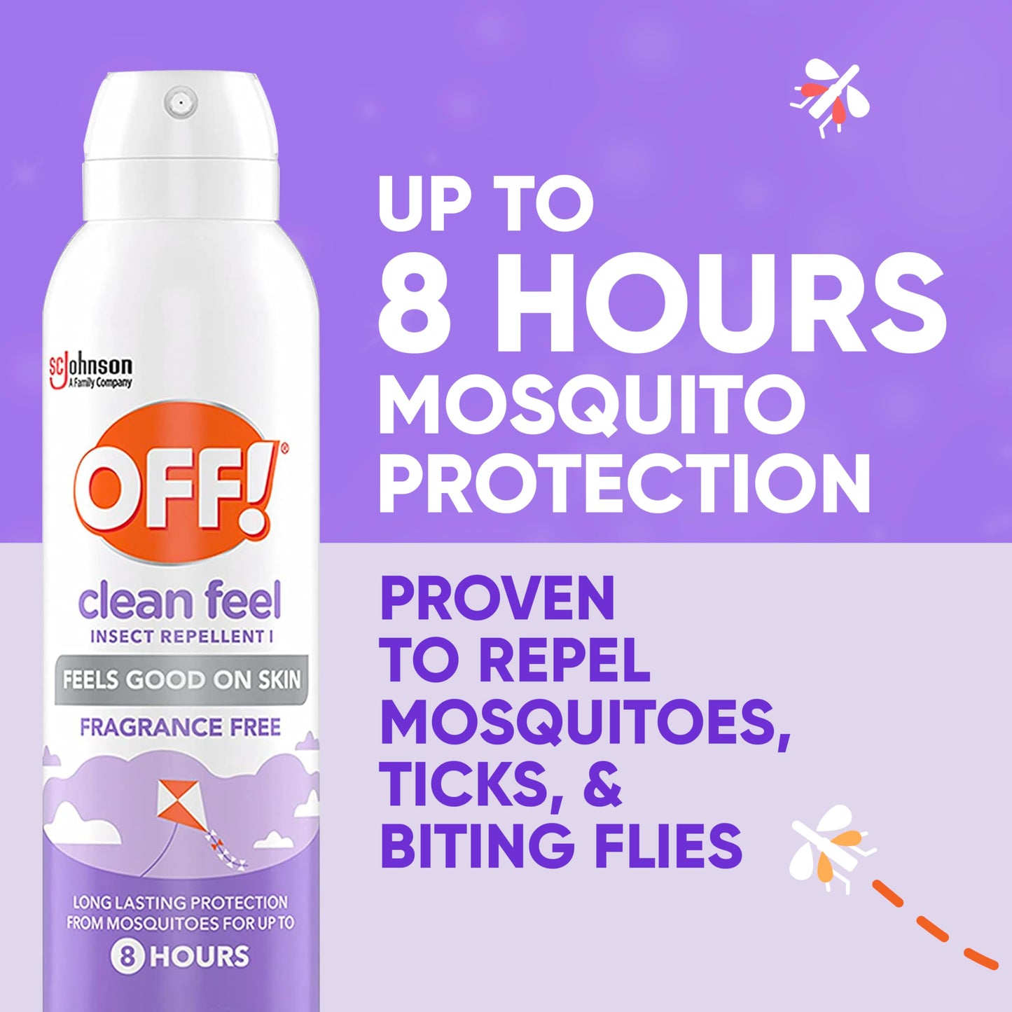 OFF! Clean Feel Insect Repellent Aerosol with 20% Picaridin - Long-Lasting DEET-Free Protection