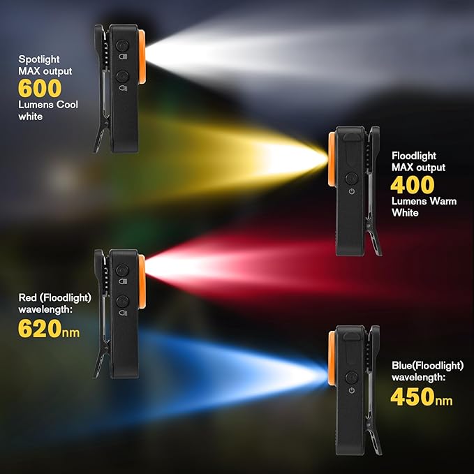 EDC Flashlight Clip-on Light, Rechargeable 600 Lumens with Type-C, IPX6 Waterproof, Portable Mini Magnetic Keychain Flash Lights for Signaling, Cycling, Outdoor or Emergency, Black