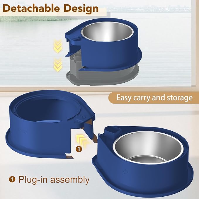 Stainless Steel Dog Bowl Set, 304 Metal Dual Food & Water Bowls for Dogs & Cats, Large Capacity Pet Feeder, Anti-Skid Dog Dish for Small/Medium/Large Pets