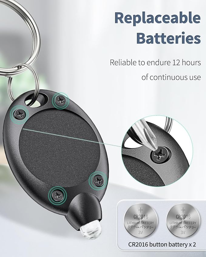 Uniclife 5 Pack LED Keychain Flashlight Mini LED Keychain Light 12 Lumen Portable Ultra Bright Battery Powered Key Ring Torch for Outdoor Camping Hiking and Emergency Lighting, Black Shell