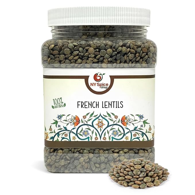 NY SPICE SHOP French Lentils ??1.5 Pounds French Green Lentils ??Dry Lentil Beans - Protein & Fiber Rich - Great for Stews, Indian Curries, Salads