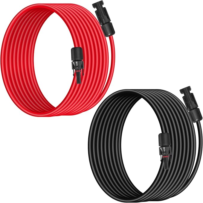 10AWG (6mm²) Solar Panel Extension Cable 10FT - Black & Red, Heavy Duty, Weather Resistant, Standard Solar Connectors Solar Extension Cable for Solar Power Systems, RVs, Boats