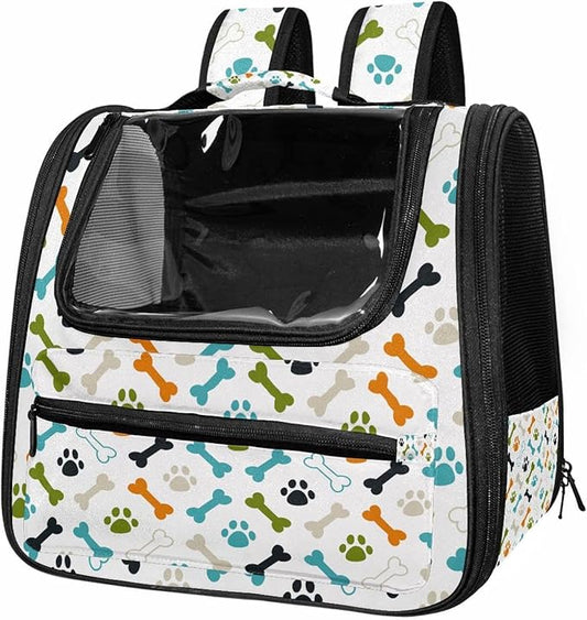 Colored Dog Footprint and Bones Pet Carrier Airline Approved Pet Carrier Bag Dog Carrier for Small Medium Cats Dogs Puppies Kitten