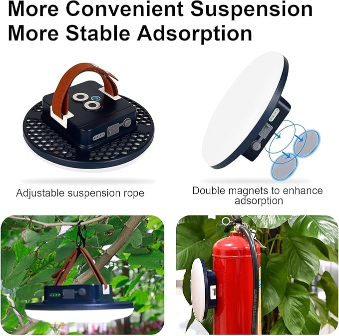 16500mAh 3000LM 3000K 6000K Flashlight Portable LED Camping Lantern Rechargeable Light 60W with Magnet IP65 Waterproof Tent Light Power Failure Emergency Survival Kits for Fathers Day Gift