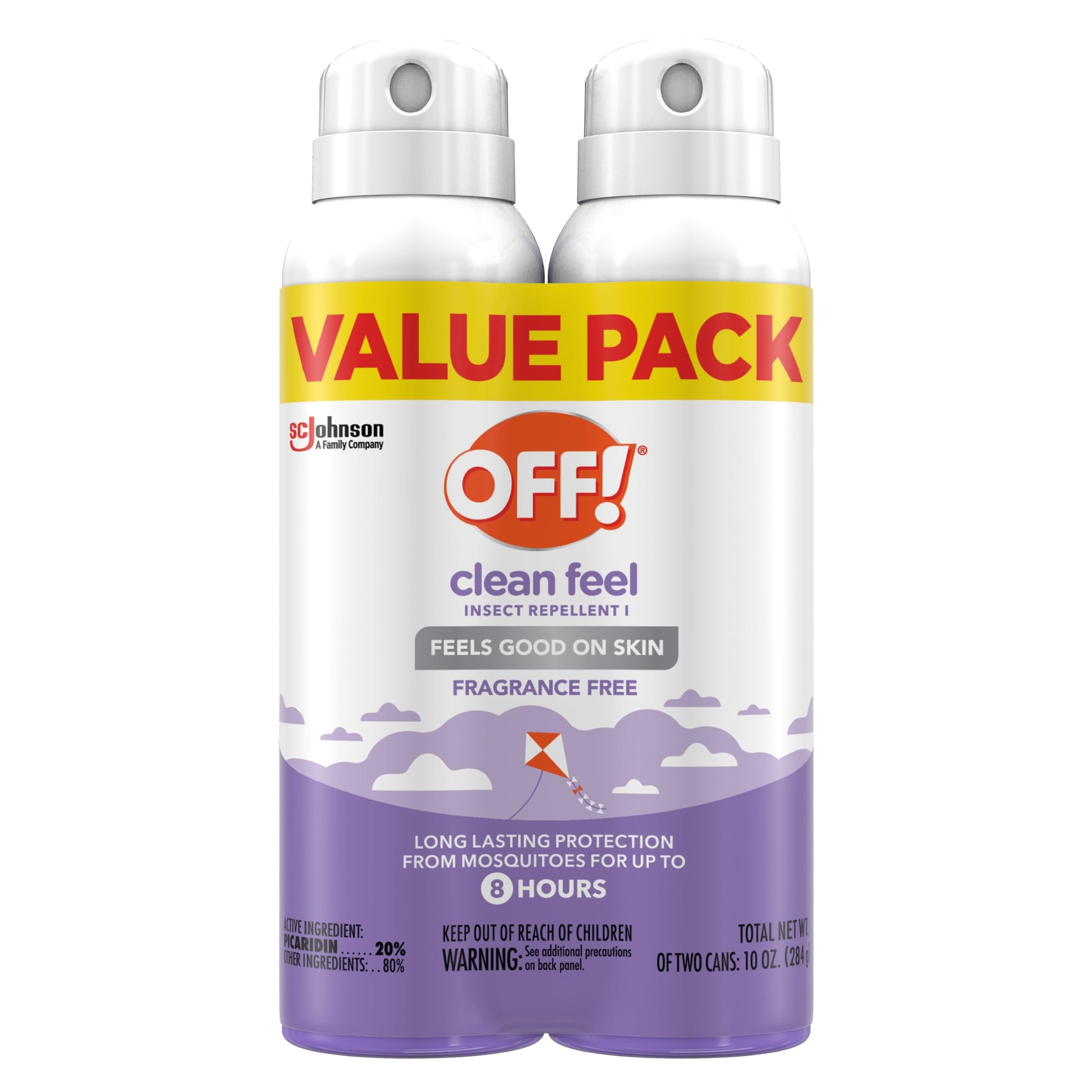 OFF! Clean Feel Insect Repellent Aerosol with 20% Picaridin - Long-Lasting DEET-Free Protection
