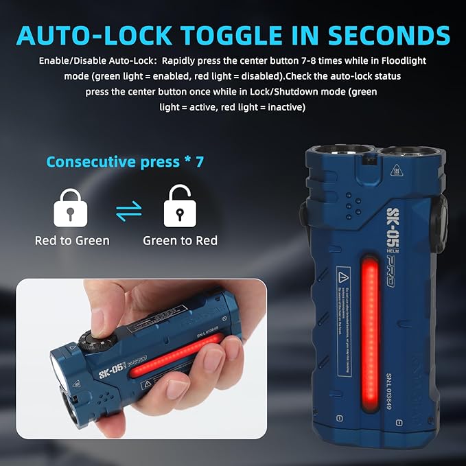 SK05PRO 4360 Lumens Flat EDC Flashlight, 8000mAh Rechargable Flash Light Combines Floodlight Spotlight and Sidelight Idea for Emergency Camping - IP68 with Magnetic and Back Clip