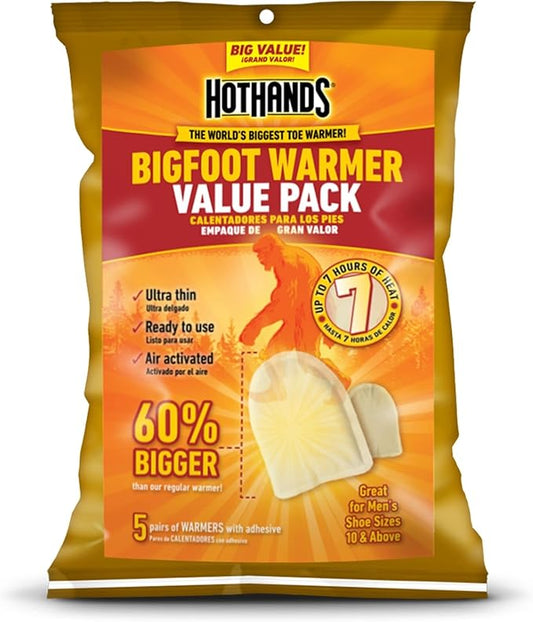 HotHands Bigfoot Adhesive Toe Warmer | 5 Pair Value Pack