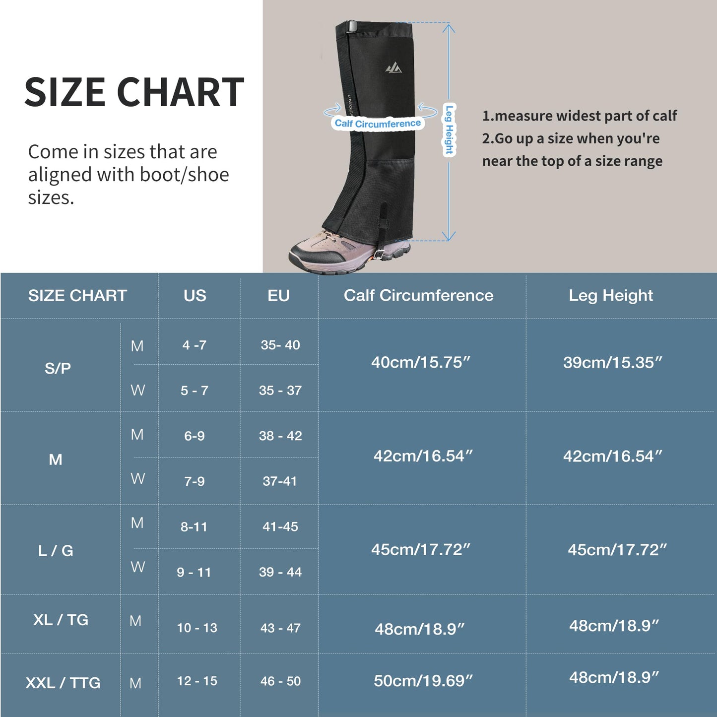 Unigear Leg Gaiters, 1000D Waterproof Boot Gaiters for Hiking Snow Hunting