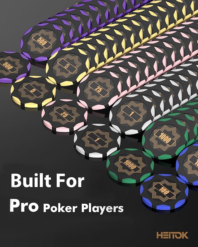 Clay Poker Chips Set 100 Chips with Number for Texas Holdem, 14g Professional Weight & Casino Blackjack Poker Set, Casino Game for Adults