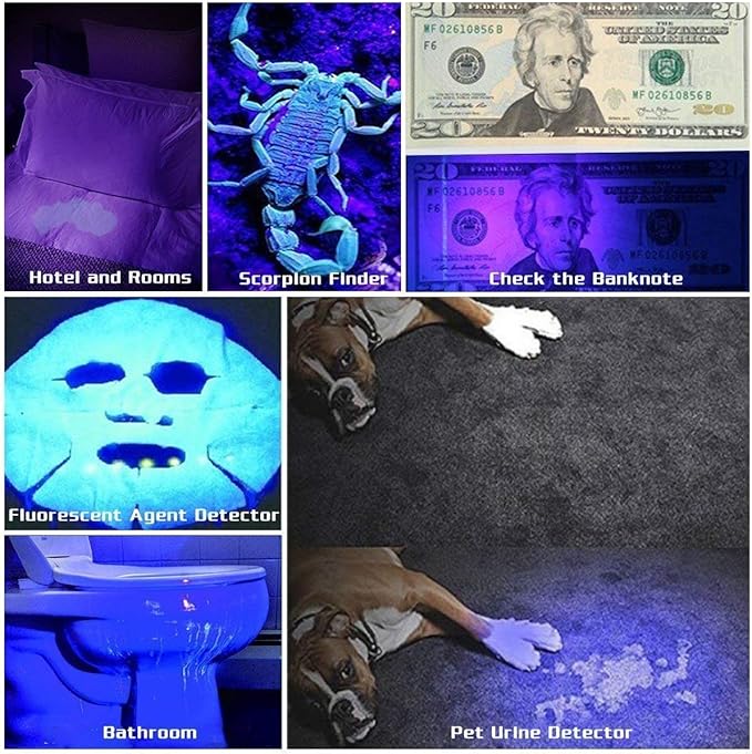 ULTRAFIRE Black Light UV Flashlight, Super Power UV 395-405 nm LED WF-502B Blacklight Flashlights for Leak Detector, Pet Urine Stain, Bed Bug Not Included Batteries