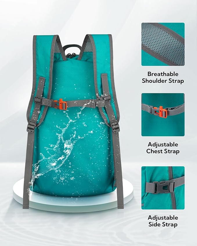 WATERFLY Hiking Foldable Daypack Backpack: 25/35L Ultra Lightweight Packable Waterproof Outdoor Travel Day Pack for Women Men