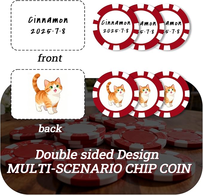 12 Grams Perfessional Customized Clay Poker Chips 30-500 PCS Personalized Casino Chips with Logo & Design 40MM Custom Casino Chips Custom Golf Ball Makers Chips(D)