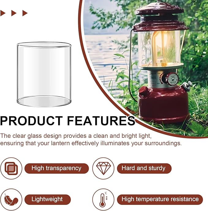 Glass Globe for Dual Fuel Lanterns Replacement - Compatible with Coleman Model 288 Series Propane Lanterns - Crack Resistant Outdoor Lighting Accessories for Camping, Hiking & Emergency Use