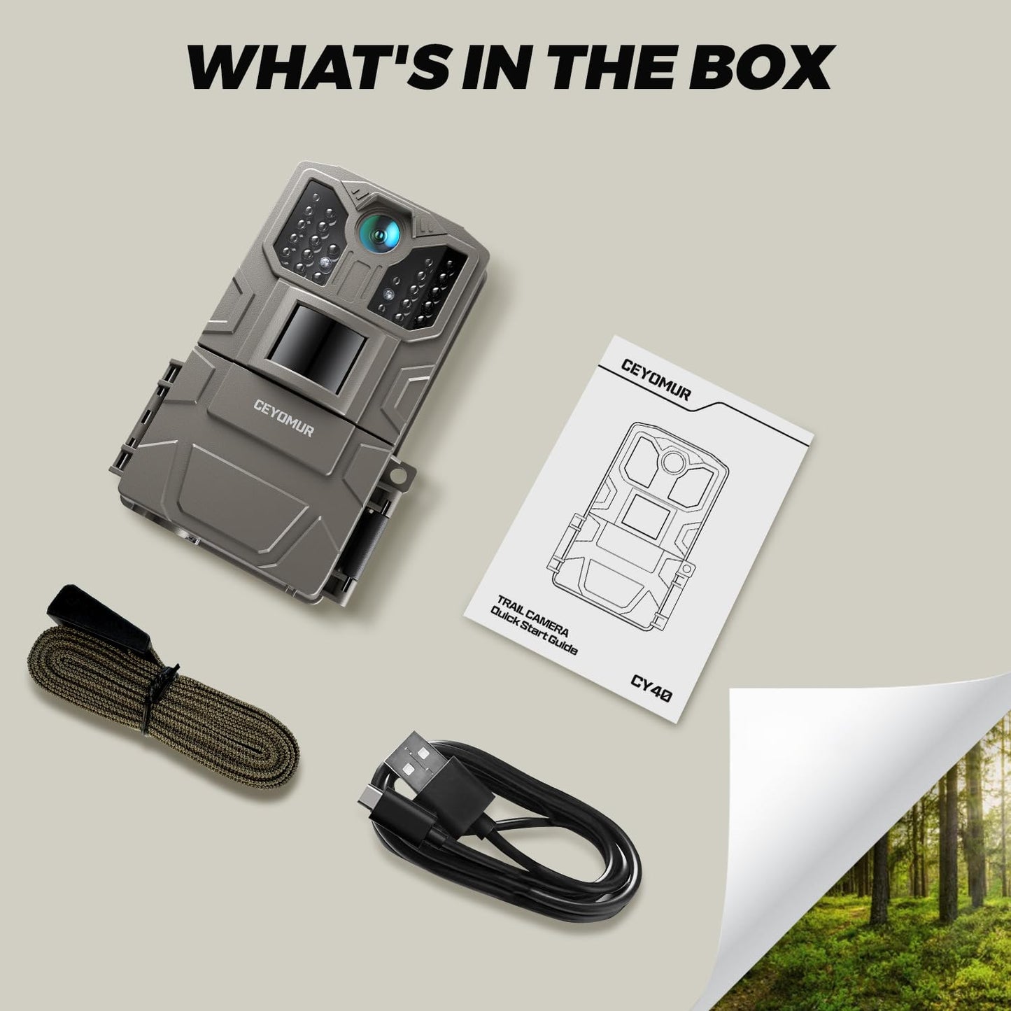 CEYOMUR Trail Camera, 36MP HD Trail Cam with Night Vision Motion Activated