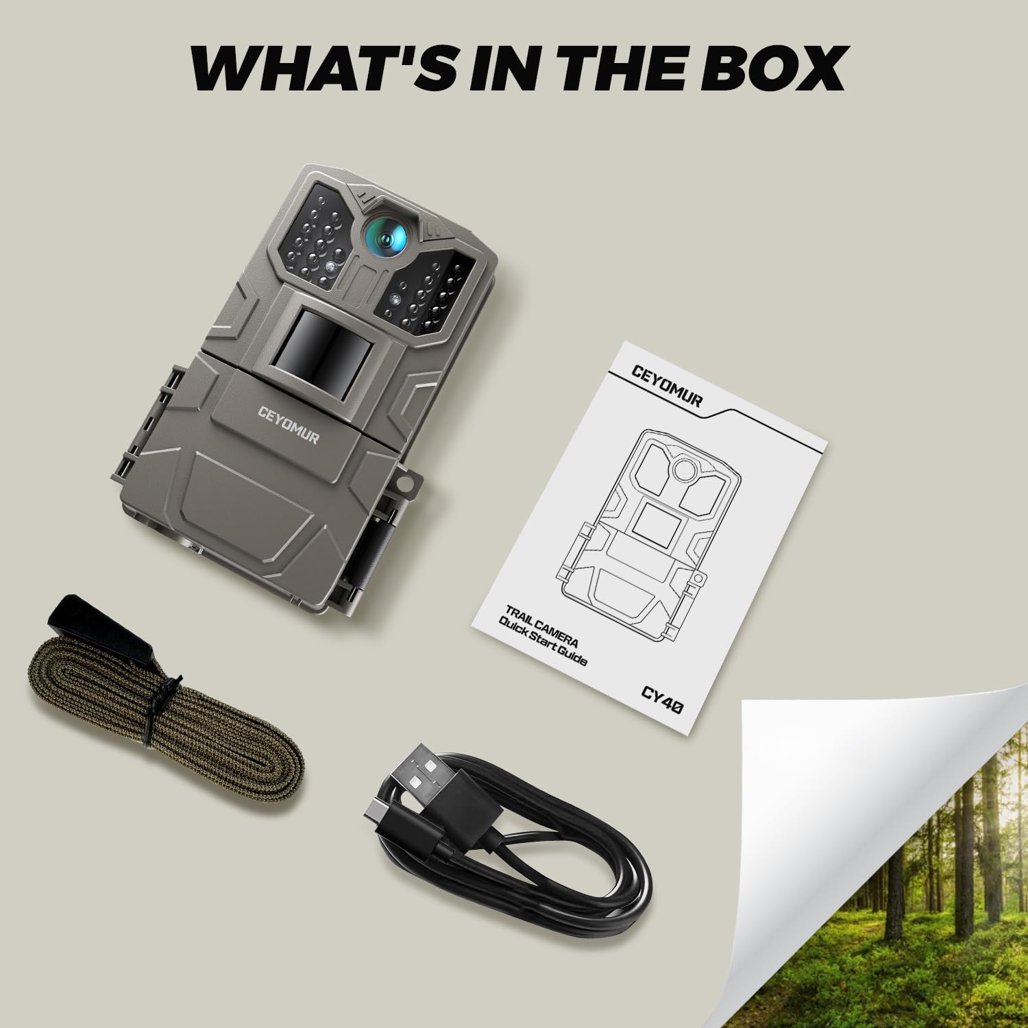 CEYOMUR Trail Camera, 36MP HD Trail Cam with Night Vision Motion Activated