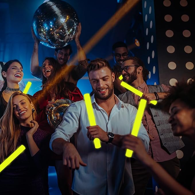 48Pack LED Glow Foam Sticks Bulk,Light Up Glow Sticks with 3 Flashing Modes,Yellow Glow Wands Party Pack,Glow In The Dark Party Supplies for Halloween,ThanksGiving Day,Christmas,Birthday