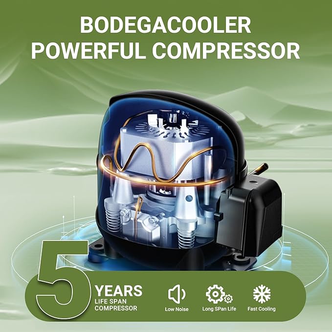 BODEGACOOLER 12 Volt Car Refrigerator, 17 Quart Portable Freezer, Car Fridge -4℉-68℉, Electric Cooler 12/24V DC100-240 Volt AC for Outdoor, RV, Camping, Travel, Vehicles, Home Use