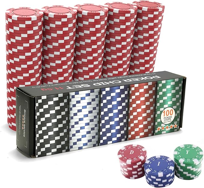 100PCS Red Poker Chips, Casino Poker Chips Set, 11.5 Gram Plastic Poker Chips Clay Blank Game Chips for Poker Card Games Texas Holdem Blackjack Gambling (Red)