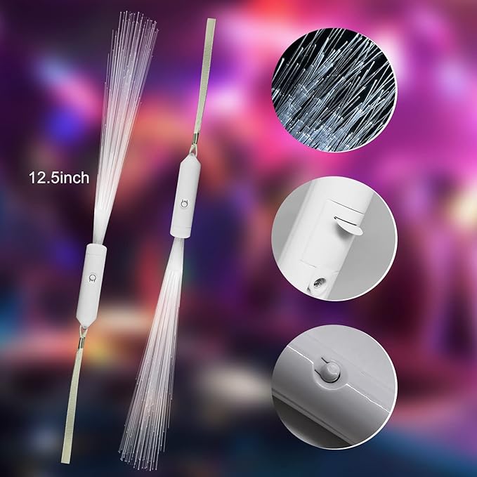 M.best 15pcs Glow Sticks LED Light up Wedding Wands, 3 Flashing Modes Glow in The Dark White Fiber Optic Wands Party Favors Supplies for Kids Birthday Wedding