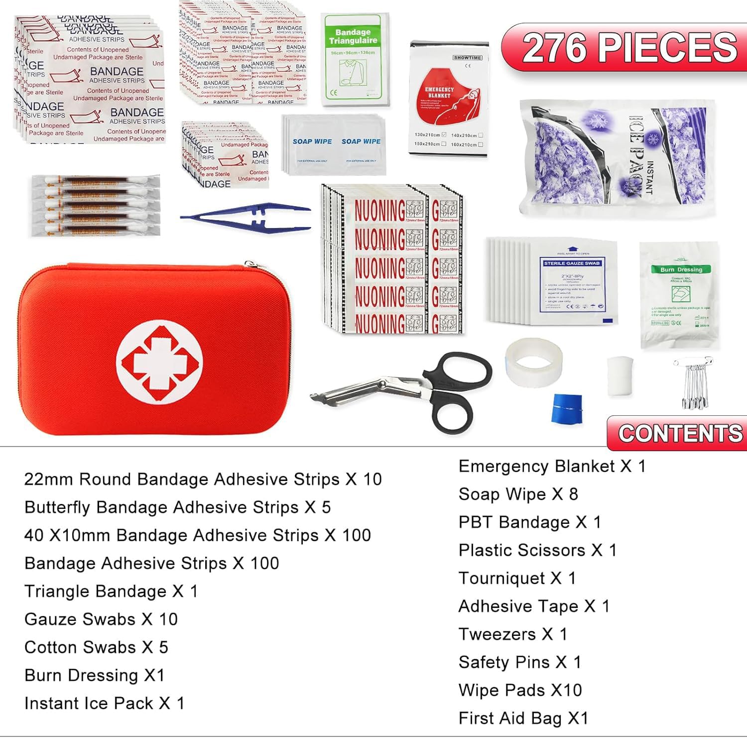 276PCS First Aid Kit Home Car Camping Hiking Emergency Supplies Small Compact Lovely Bag for School