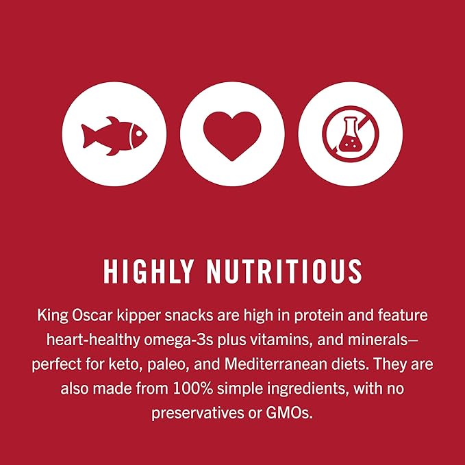 King Oscar Kipper Snacks, 3.54 Ounce Cans (Pack of 1), Lightly Smoked Herring Fillets, Wild Caught Canned Herring