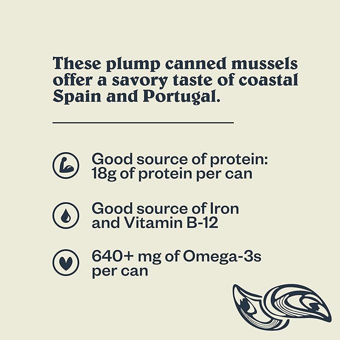 Patagonia Provisions Mussels 3-Piece Bundle | Responsibly Sourced in Spain | 16g-18g Protein & Gluten Free | 4.2 Ounce (Pack of 3)