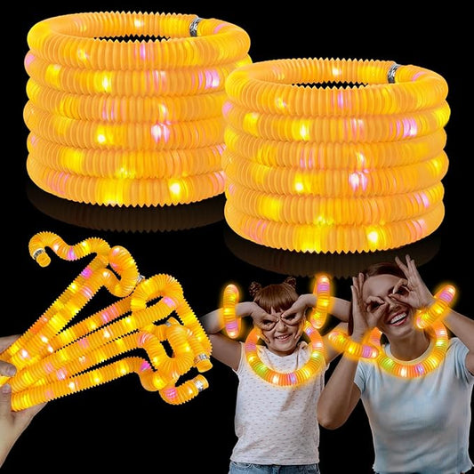 12 PCS Orange Glow Sticks Pop Tubes for kids,Halloween Light Up Necklaces Bracelets Accessories for Toddlers,Party Favors Decor Goodie Bags Boo Basket Stuffers Classroom Prizes Treats for Boys